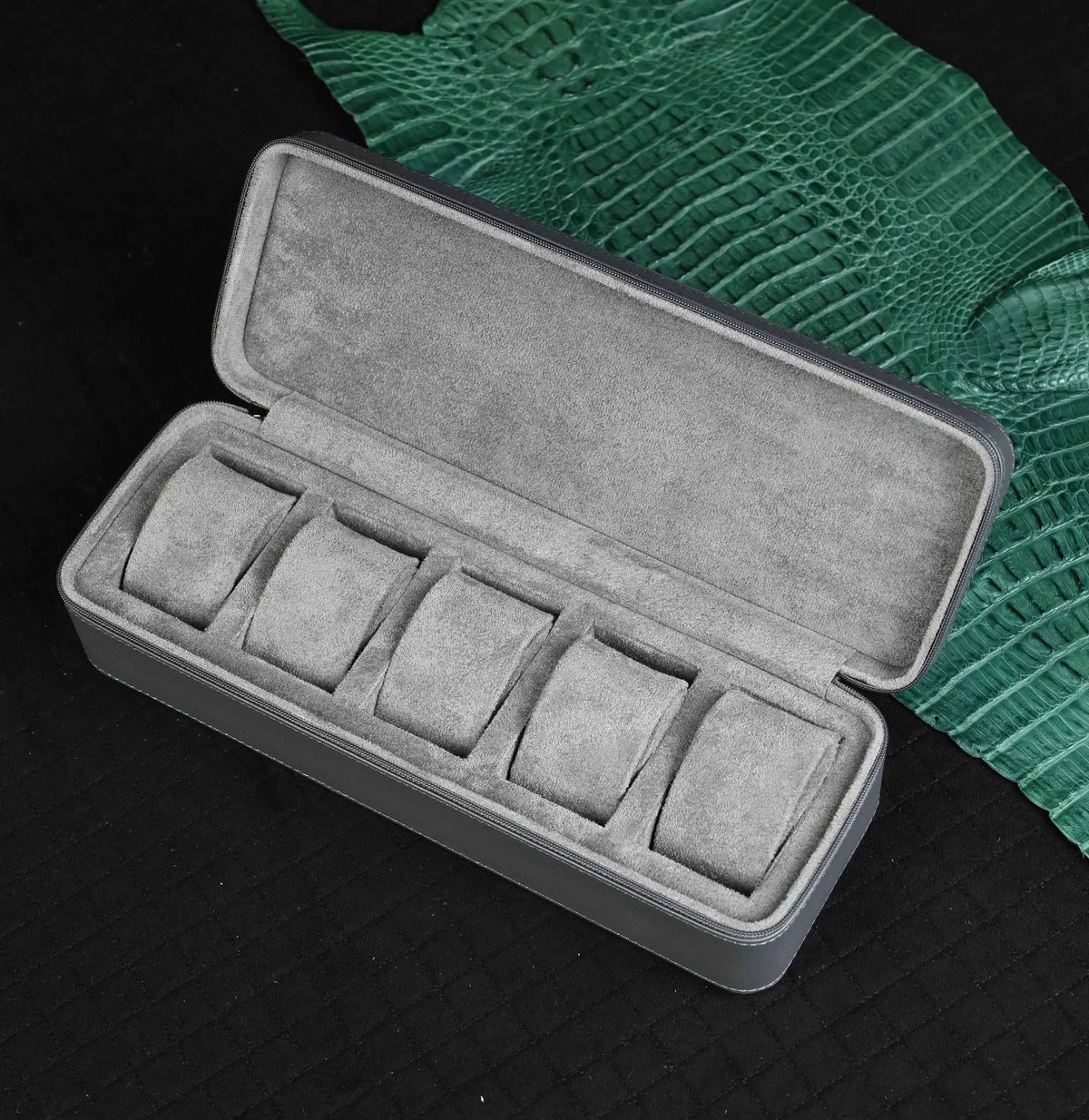 Coffret de voyage à montres en cuir — 5 emplacements